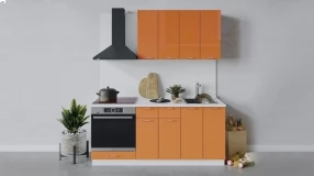 Кухонный гарнитур «Весна» длиной 180 см со шкафом НБ (Белый/Оранж глянец)